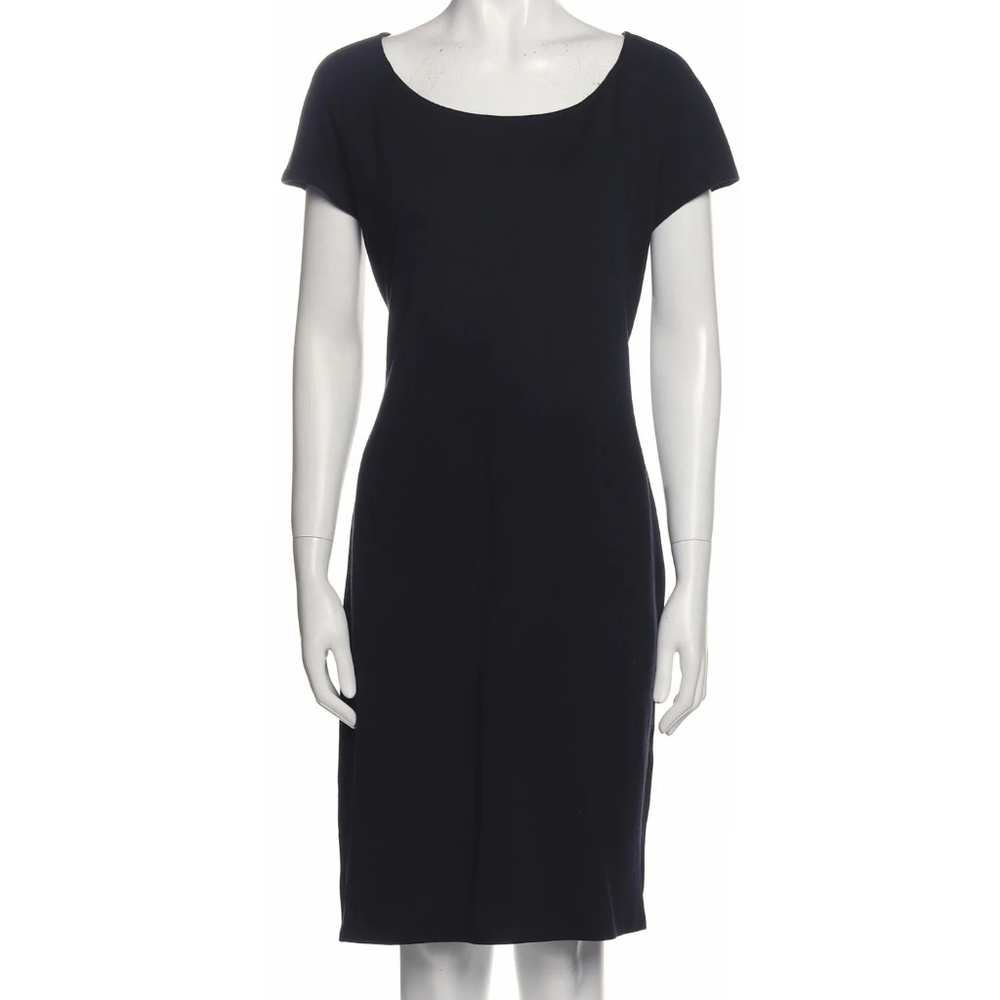 St. John Black Scoop Neck Knee Length Dress- 14